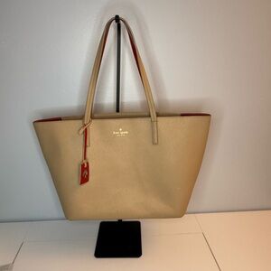 Kate Spade Tan and Red Tote Bag